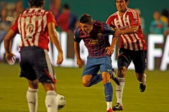 David Villa (giữa) không thể giúp Barcelona tránh khỏi thất bại (Nguồn: AFP)