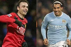 Berbatov (trái) không có tên, còn Tevez thì có (Nguồn: Internet).