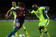 Chỉ dùng 1 hậu vệ là Puyol, song Barca vẫn giữ sạch lưới (Nguồn: Getty Images)