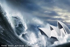 Hình ảnh sóng thần đánh vào nhà hát Opera Sydney trong “The Day After Tomorrow”.