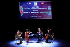 Các tiết mục văn nghệ chào mừng. (Ảnh: An Đăng/TTXVN)
