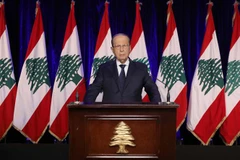 Tổng thống Liban Michel Aoun phát biểu tại Baabda. (Ảnh: AFP/TTXVN)