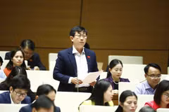 Đại biểu Quốc hội tỉnh Bình Thuận Nguyễn Hữu Thông phát biểu ý kiến. (Ảnh: Minh Đức/TTXVN)
