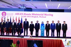 Các Bộ trưởng Ngoại giao ASEAN-Nga chụp ảnh chung. (Ảnh: Ngọc Quang/TTXVN)