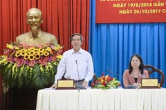 Trưởng Ban Kinh tế Trung ương Nguyễn Văn Bình phát biểu tại buổi làm việc. (Ảnh: Thanh Sang/TTXVN)