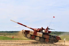 Hình ảnh đội tuyển Việt Nam thi đấu tại vòng Bán kết. (Ảnh Dương Trí/TTXVN)