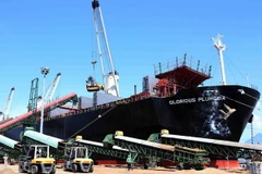 Hệ thống sàn nâng, băng chuyền được đưa vào sử dụng góp phần tăng nâng suất vận chuyển hàng qua cảng Đà Nẵng. (Ảnh: Trần Lê Lâm/TTXVN)