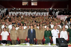 Quang cảnh buổi míttinh chính trị tại Học viện Quân sự cấp cao Cuba. (Ảnh: Vũ Hà/TTXVN)