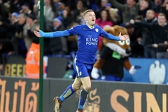 Jamie Vardy lập cú đúp vào lưới Liverpool. (Nguồn: Getty Images)