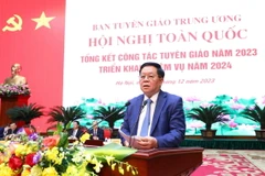 Trưởng ban Tuyên giáo Trung ương Nguyễn Trọng Nghĩa phát biểu chỉ đạo. (Ảnh: Phạm Kiên/TTXVN)