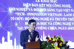 Thứ trưởng Bộ Khoa học và Công nghệ Việt Nam Trần Văn Tùng phát biểu khai mạc Diễn đàn. (Ảnh: Phạm Kiên/TTXVN)