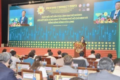 Quang cảnh Phiên toàn thể Diễn đàn Mekong Connect 2023. (Ảnh: Xuân Anh/TTXVN)