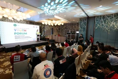 Quang cảnh diễn đàn thanh niên Chữ thập Đỏ-Trăng lưỡi liềm Đỏ quốc tế khu vực châu Á-Thái Bình Dương lần thứ 11. (Ảnh: Nhật Anh/TTXVN)