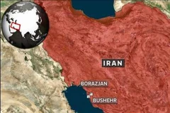 Bản đồ khu vực xảy ra động đất của Iran. (Nguồn: news.sky.com)