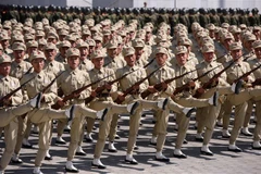 Binh sỹ Triều Tiên tại lễ duyệt binh ở Bình Nhưỡng ngày 9/9/2018. (Ảnh: AFP/TTXVN)