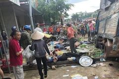 Hiện trường vụ tai nạn. (Ảnh: TTXVN phát)