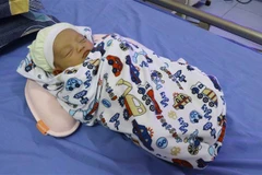 Em bé đầu tiên ra đời bằng kỹ thuật thụ tinh trong ống nghiệm tại bệnh viện Sản-Nhi Hưng Yên. (Ảnh: Đinh Tuấn/TTXVN)