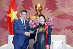 Chủ tịch Quốc hội Nguyễn Thị Kim Ngân tiếp Ngài Boris Rhein, Chủ tịch Nghị viện bang Hessen. (Ảnh: Trọng Đức/TTXVN)