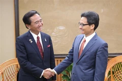 Phó Thủ tướng Vũ Đức Đam tiếp Thống đốc tỉnh Kanagawa Kuroiwa Yuji. (Ảnh: Dương Giang/TTXVN)