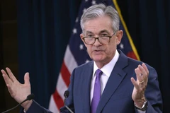 Chủ tịch Ngân hàng Dự trữ liên bang Mỹ (Fed) Jerome Powell trong cuộc họp báo sau phiên họp của Ủy ban Thị trường mở liên bang ở Washington DC. (Ảnh: AFP/TTXVN)