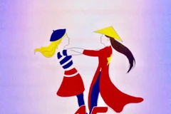 Logo kỷ niệm 45 năm thiết lập quan hệ ngoại giao Việt Nam-Pháp. (Ảnh: Nam Nguyễn/Vietnam+)