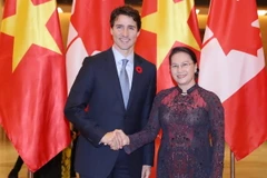 Chủ tịch Quốc hội Nguyễn Thị Kim Ngân hội kiến Thủ tướng Canada Justin Trudeau sang thăm chính thức Việt Nam. (Ảnh: Trọng Đức/TTXVN)
