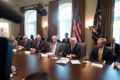 Tổng thống Mỹ Donald Trump phát biểu trong cuộc họp Nội các tại Nhà Trắng. (Nguồn: AFP/TTXVN)