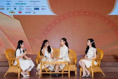 Hoa hậu Quốc gia Việt Nam 2024 với tour tuyển sinh đặc biệt tại các trường đại học. (Ảnh: CTV/Vietnam+)