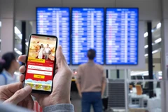 Ứng dụng đặt vé máy bay của hãng hàng không Vietjet Air. (Ảnh: CTV/Vietnam+)