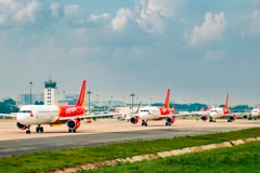 Máy bay của hãng hàng không Vietjet Air tại một sân bay. (Ảnh: CTV/Vietnam+)