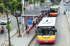 Tuyến buýt số 45 (Khu đô thị Times City-Nam Thăng Long) của Công ty Trách nhiệm hữu hạn Bắc Hà có thể sẽ dừng hoạt động từ ngày 1/8 tới. (Ảnh: Huy Hùng/Vietnam+)