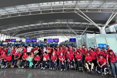 Vietnam Airlines đồng hành cùng đoàn thể thao ASEAN Para Games lần thứ 11. (Ảnh: CTV/Vietnam+)