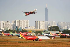 Đội tàu bay của hãng hàng không Vietjet Air. (Ảnh: CTV/Vietnam+)