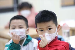 Nét mặt hồn nhiên của bé lớp 1, trường tiểu học Đa Tốn, huyện Gia Lâm (Hà Nội) ngày đầu tới lớp. (Ảnh: Thanh Tùng/TTXVN)