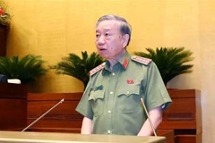 Đại tướng Tô Lâm, Bộ trưởng Bộ Công an, giải trình, làm rõ một số vấn đề đại biểu Quốc hội nêu. (Ảnh: Phạm Kiên/TTXVN)