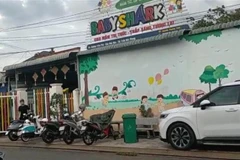 Nhà trẻ mầm non tư nhân Baby Shard, nơi xảy ra vụ bé B.A. tử vong. (Ảnh: TTXVN phát)