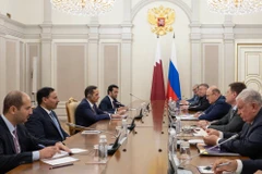 Quang cảnh hội đàm. (Nguồn: Bộ Ngoại giao Qatar)