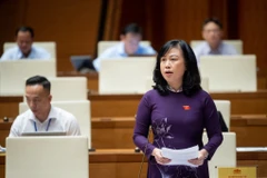 Bộ trưởng Bộ Y tế Đào Hồng Lan trả lời chất vấn. (Ảnh: Minh Đức/TTXVN) 