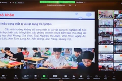 Buổi tập huấn được thực hiện theo hình thức trực tuyến, kết nối tới 63 tỉnh, thành trên cả nước. (Ảnh: PV/Vietnam+)