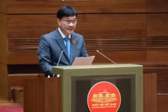 Chủ nhiệm Ủy ban Kinh tế Vũ Hồng Thanh trình bày báo cáo thẩm tra. (Ảnh: CTV/Vietnam+)