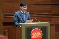 Chủ nhiệm Ủy ban Kinh tế Vũ Hồng Thanh trình bày báo cáo thẩm tra. (Ảnh: CTV/Vietnam+)