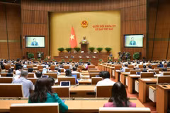 Các đại biểu Quốc hội thảo luận tại hội trường. (Ảnh: CTV/Vietnam+)