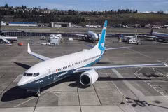 Máy bay Boeing 737-MAX tại nhà máy của Boeing ở Seattle, Washington, Mỹ. (Ảnh: AFP/TTXVN)