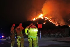 Lính cứu hỏa làm nhiệm vụ tại khu vực cháy rừng ở bang California, Mỹ ngày 9/8. (Ảnh: THX/TTXVN) 