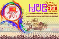 Poster chính thức của Festival Huế 2018. (Ảnh: Quốc Việt/TTXVN)