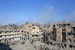 Khói bốc lên sau một cuộc không kích nhằm vào IS tại Deir al-Zour, Syria hồi đầu năm. (Nguồn: AFP/TTXVN)
