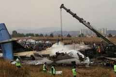 Hiện trường vụ rơi máy bay. (Nguồn: THX/TTXVN)