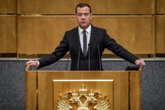 Ông Dmitry Medvedev phát biểu tại phiên họp Hạ viện Nga ở Moskva ngày 8/5. (Nguồn: AFP/TTXVN)