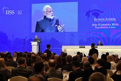 Thủ tướng Ấn Độ Narendra Modi phát biểu tại phiên khai mạc Đối thoại Shangri-La tại Singapore ngày 1/6. (Nguồn: AFP/TTXVN)