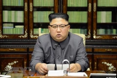 Nhà lãnh đạo Triều Tiên Kim Jong-un phát biểu tại Bình Nhưỡng. (Nguồn: YONHAP/TTXVN) 